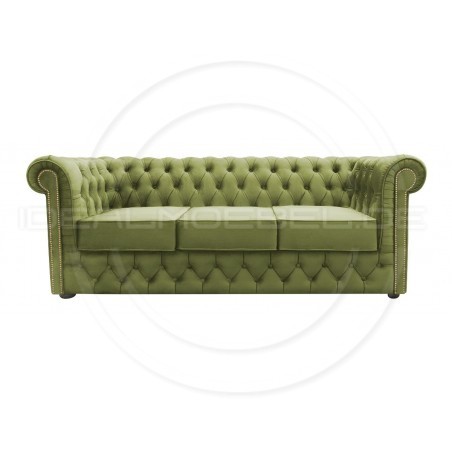 Chesterfield Sofa Normal mit alltagstauglicher Schlaffunktion, Samt, 3-Sitzer