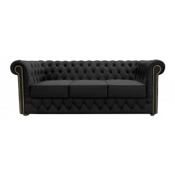Chesterfield Sofa Normal mit alltagstauglicher Schlaffunktion, Samt, 3-Sitzer