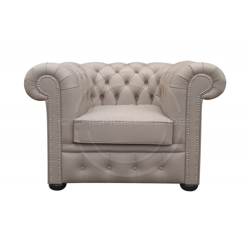 Chesterfield Ledersessel mit Fußstütze Normal