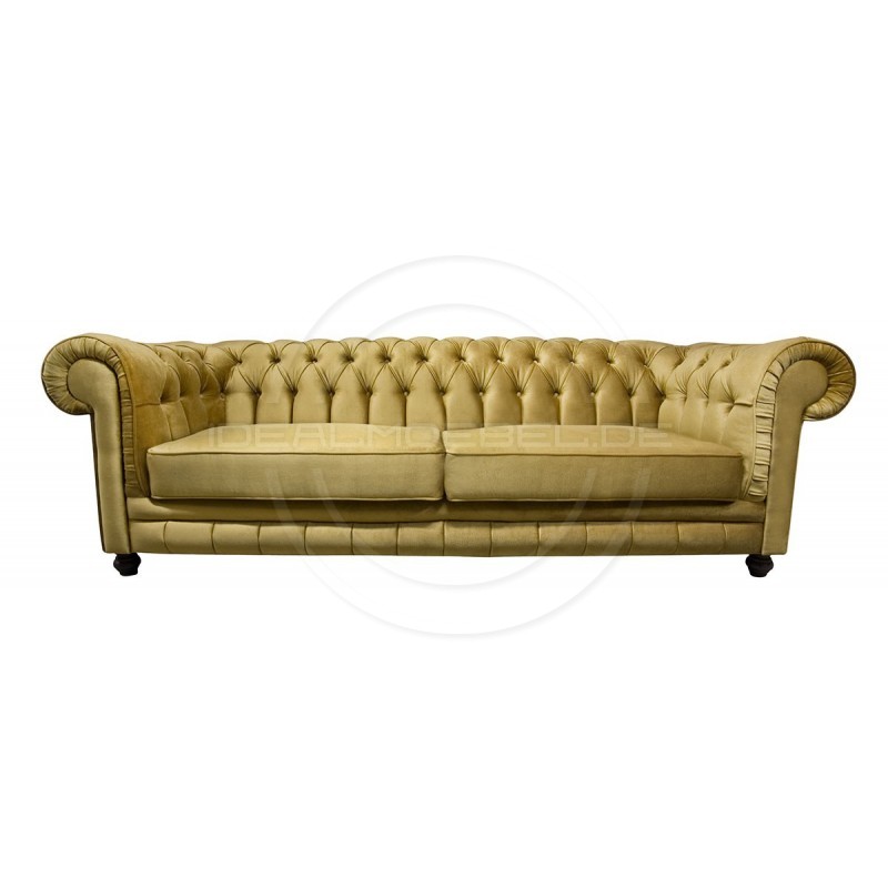 Chesterfield Sofa Canon mit alltagstauglicher Schlaffunktion,Samt, 4-Sitzer