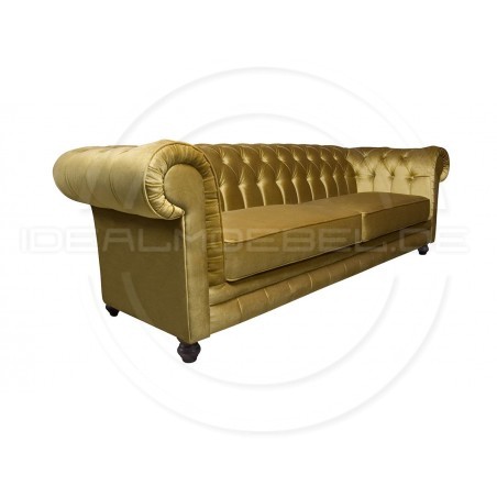 Chesterfield Sofa Canon mit alltagstauglicher Schlaffunktion,Samt, 4-Sitzer