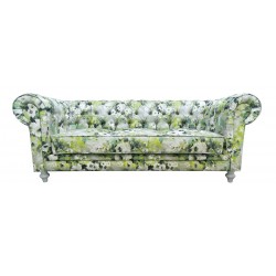 Chesterfield Sofa Lady Samt mit Blumen 3-Sitzer