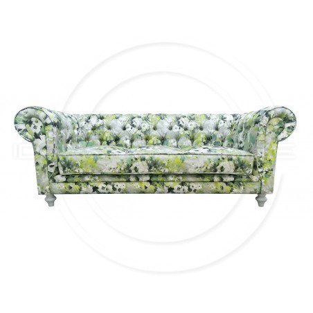 Chesterfield Sofa Lady Samt mit Blumen 3-Sitzer