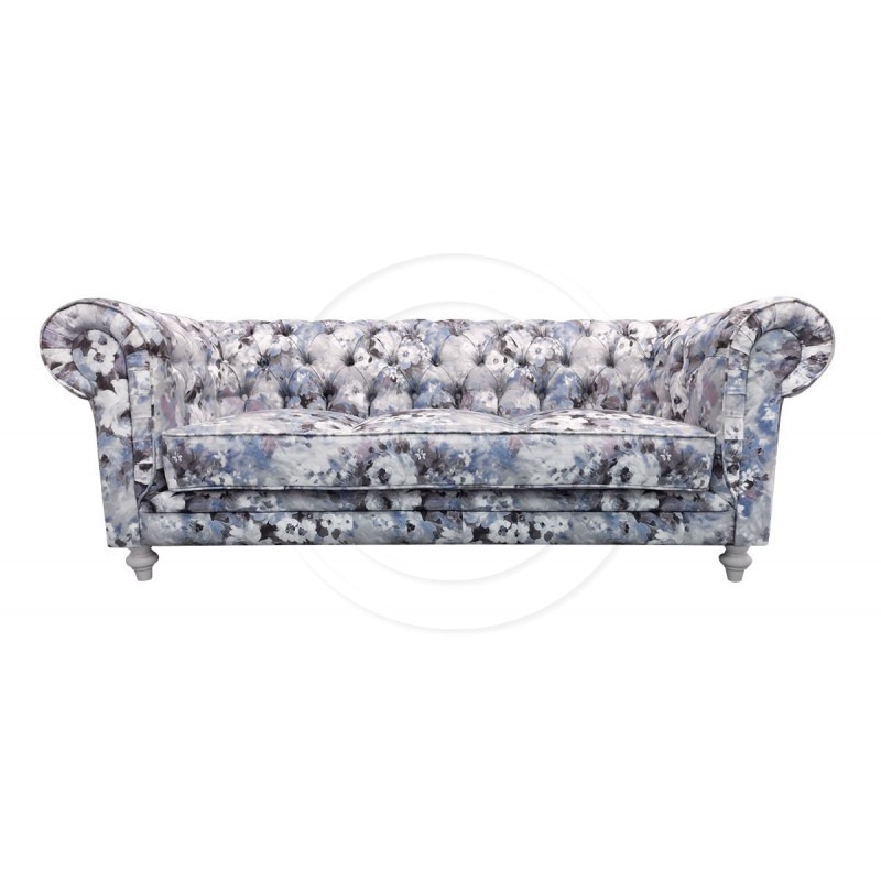 Chesterfield Sofa Lady Samt mit Blumen 3-Sitzer