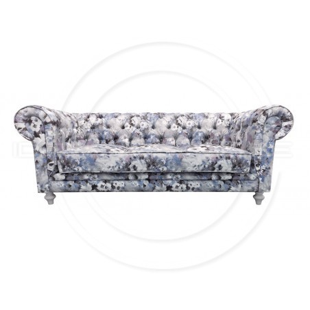 Chesterfield Sofa Lady Samt mit Blumen 3-Sitzer