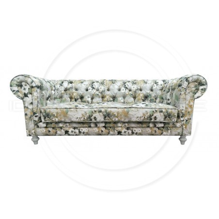Chesterfield Sofa Lady Samt mit Blumen 3-Sitzer