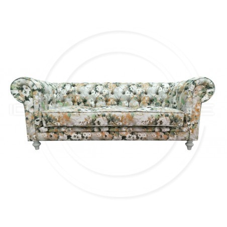 Chesterfield Sofa Lady Samt mit Blumen 3-Sitzer