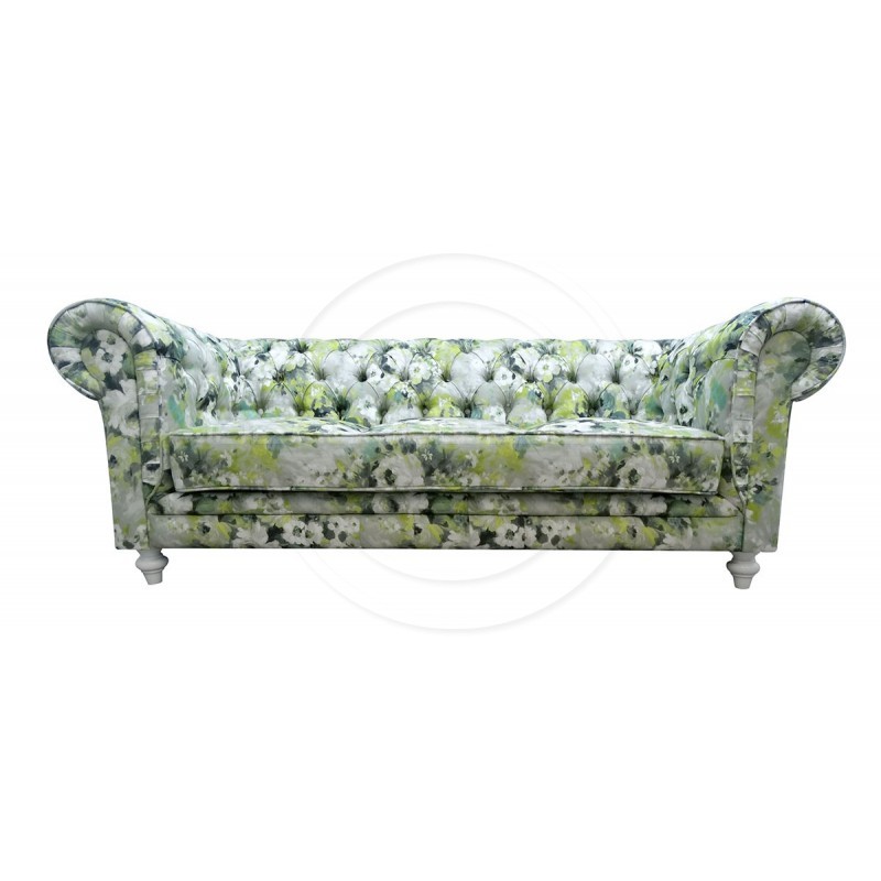 Chesterfield Sofa Lady Samt mit Blumen 3-Sitzer