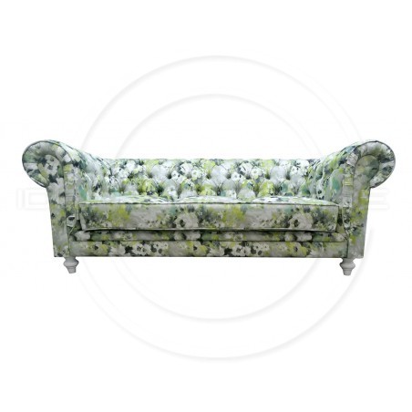 Chesterfield Sofa Lady Samt mit Blumen 3-Sitzer
