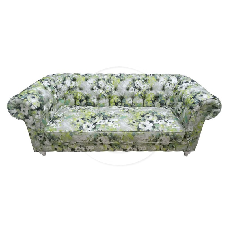 Chesterfield Sofa Lady Samt mit Blumen 3-Sitzer
