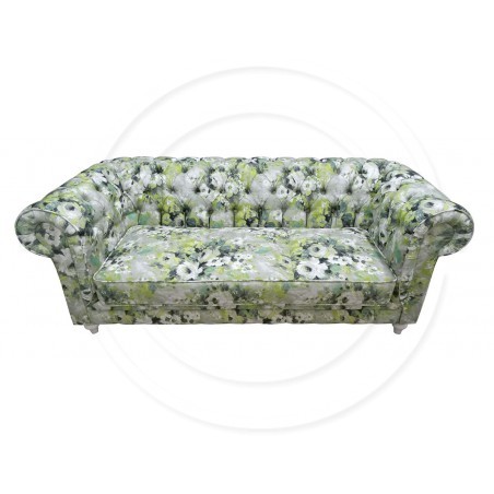 Chesterfield Sofa Lady Samt mit Blumen 3-Sitzer