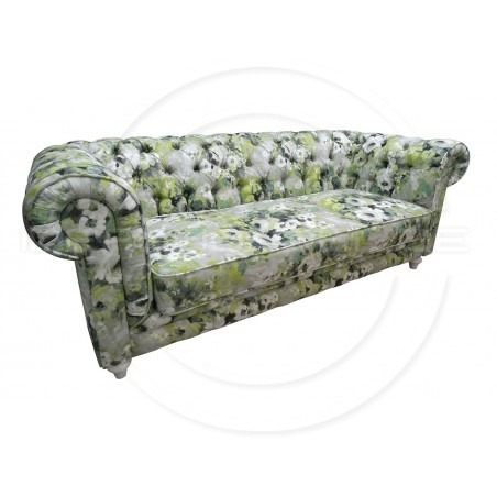 Chesterfield Sofa Lady Samt mit Blumen 3-Sitzer