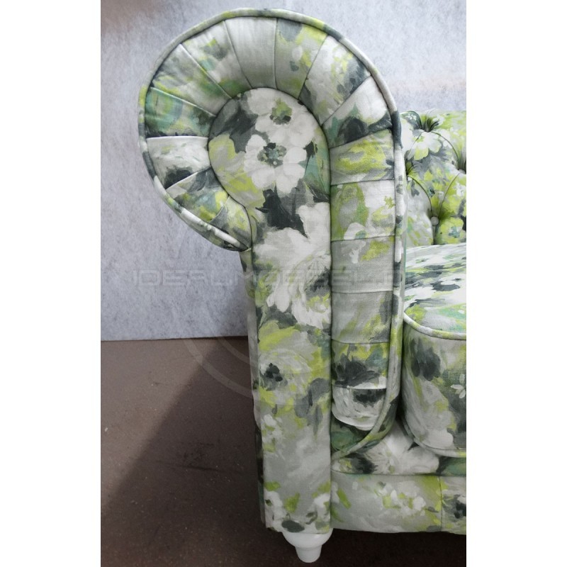 Chesterfield Sofa Lady Samt mit Blumen 3-Sitzer
