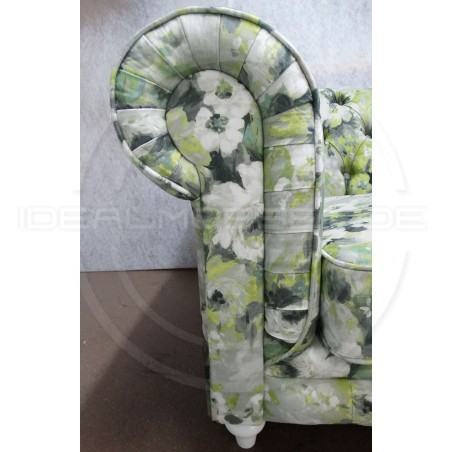Chesterfield Sofa Lady Samt mit Blumen 3-Sitzer