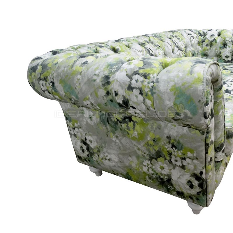 Chesterfield Sofa Lady Samt mit Blumen 3-Sitzer