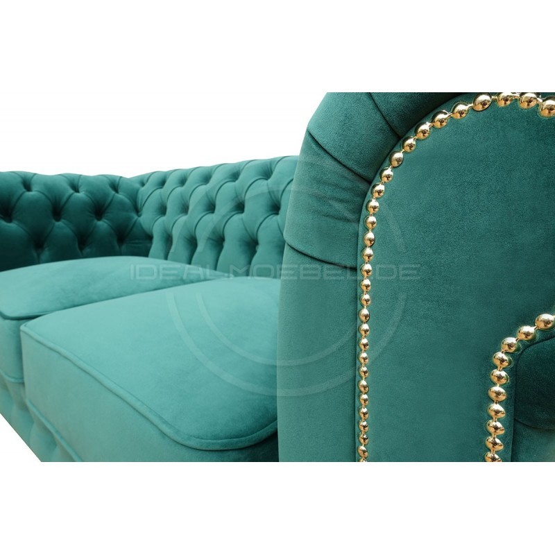 Chesterfield Schlafsofa March mit Schlaffunktion  Samt 2,5-Sitzer