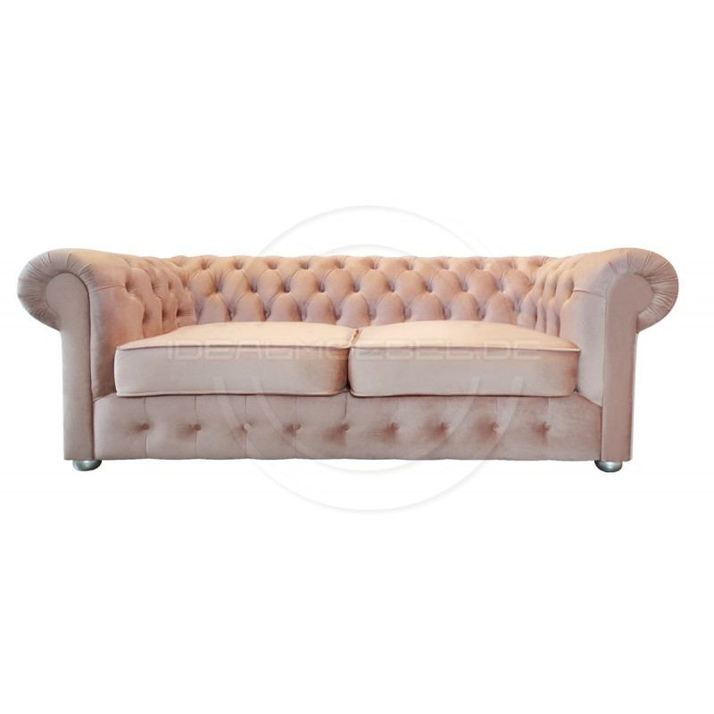 Chesterfield Schlafsofa March mit Schlaffunktion Samt 3-Sitzer