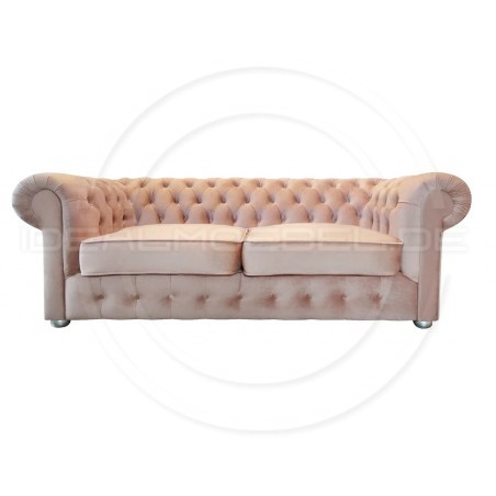 Chesterfield Schlafsofa March mit Schlaffunktion Samt 3-Sitzer