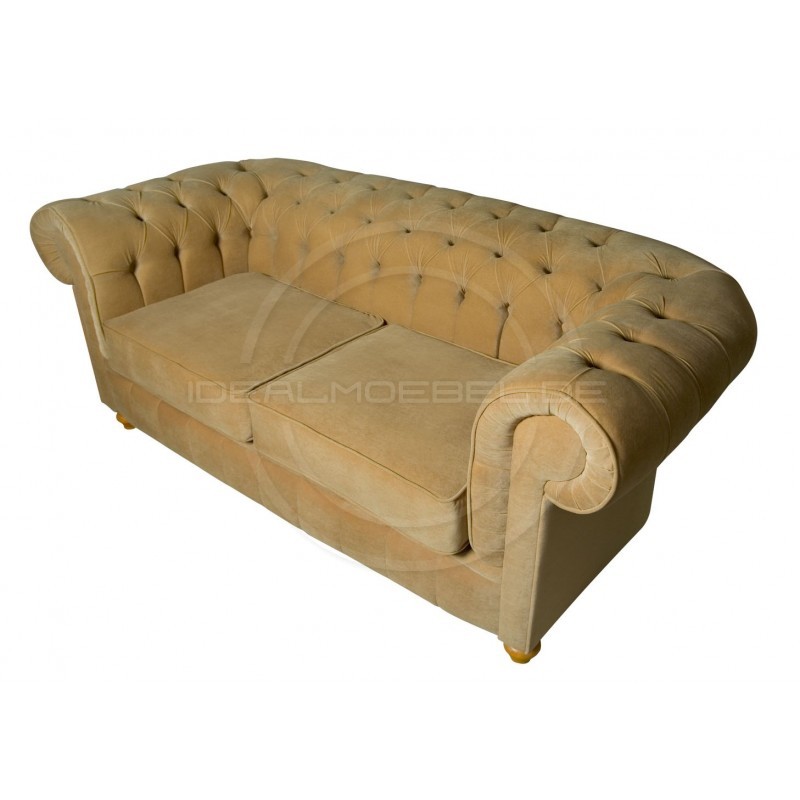 Chesterfield Sofa Canon Samt 2,5-Sitzer
