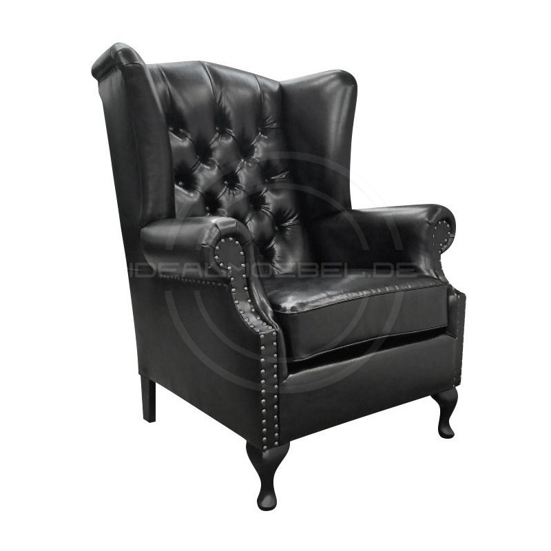 Chesterfield Ohrensessel Ton Leder