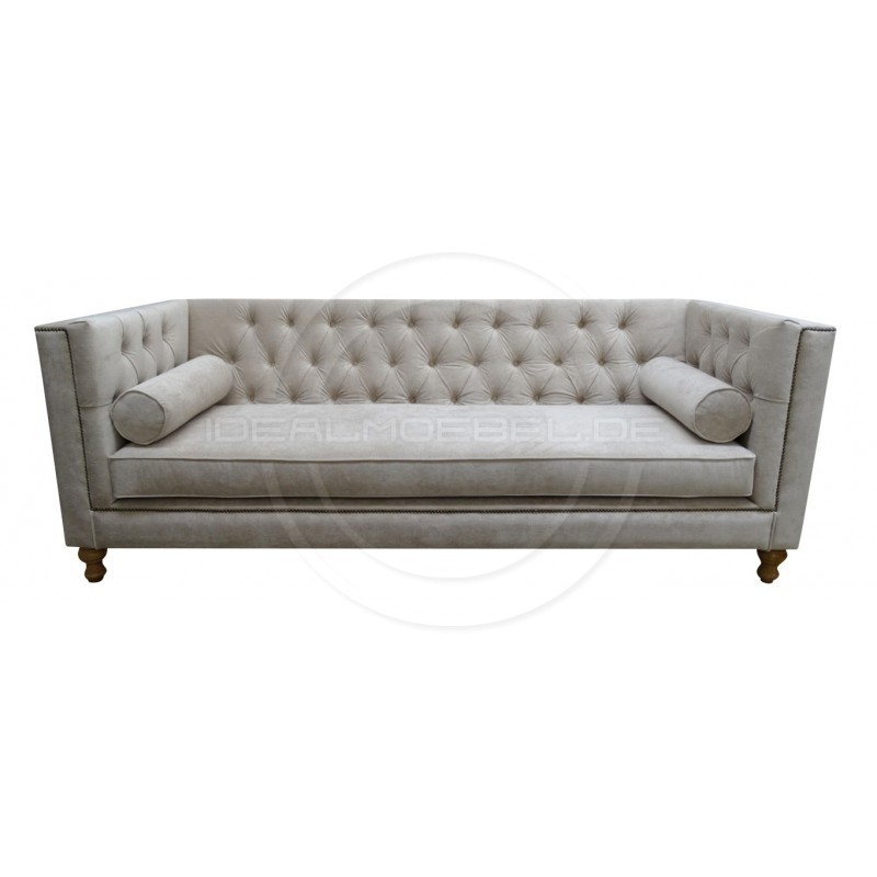 Chesterfield Sofa London Samt 3-Sitzer