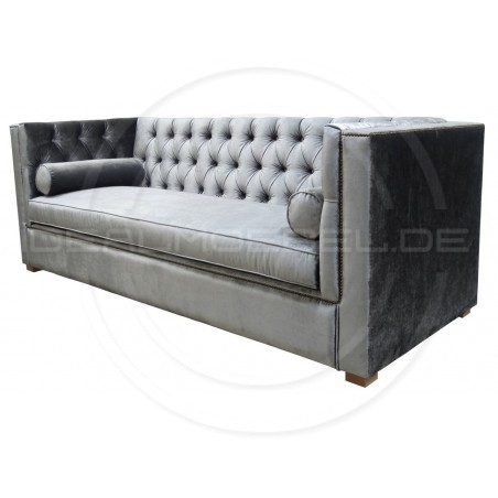 Chesterfield Schlafsofa London Plus mit Schlaffunktion  Samt 4-Sitzer