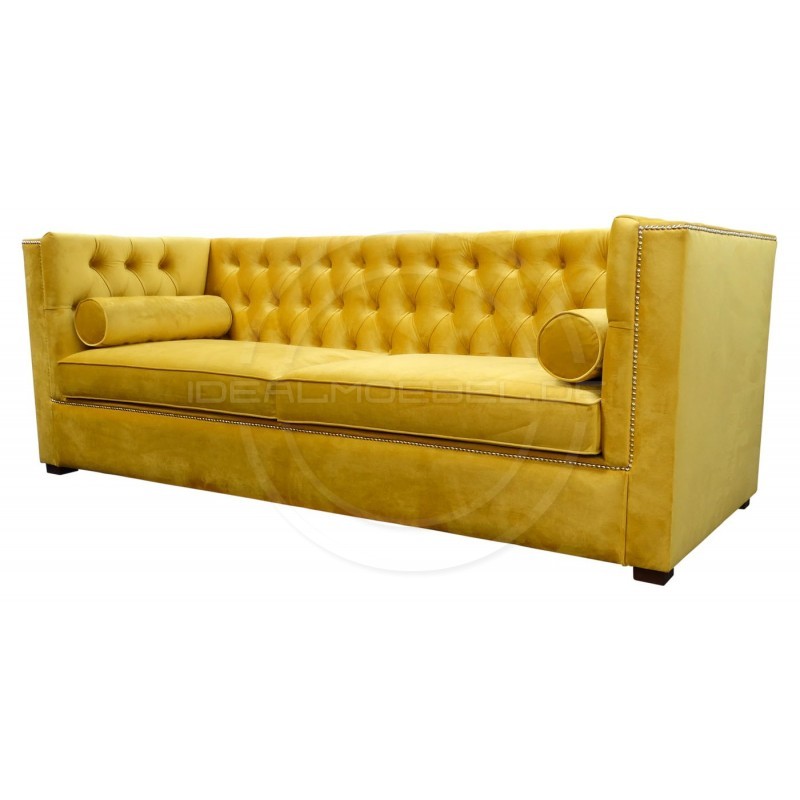 Chesterfield Schlafsofa London Plus mit Schlaffunktion  Samt 4-Sitzer