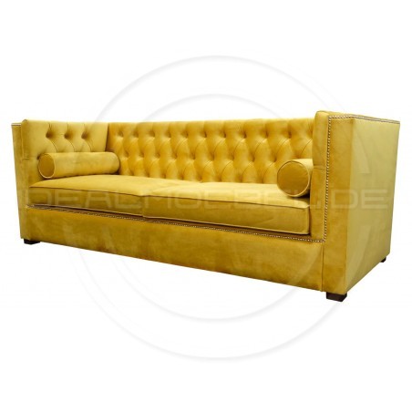 Chesterfield Schlafsofa London Plus mit Schlaffunktion  Samt 4-Sitzer