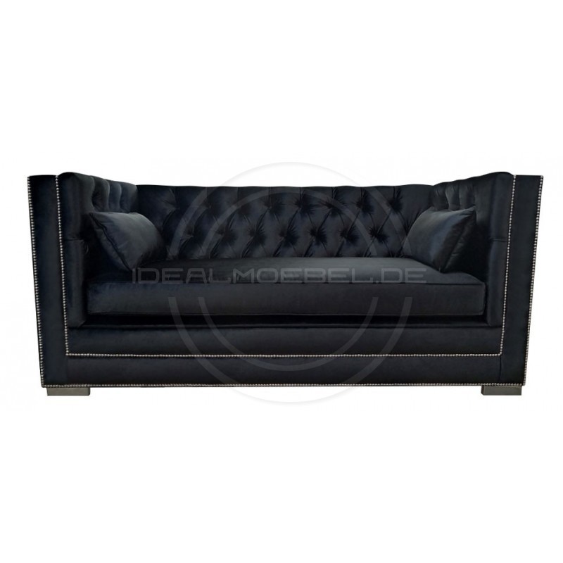 Chesterfield Schlafsofa London Plus mit Schlaffunktion Samt 2-Sitzer