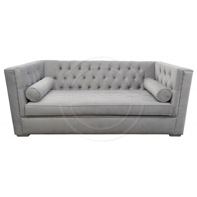 Chesterfield Schlafsofa London Plus mit Schlaffunktion Samt 2-Sitzer