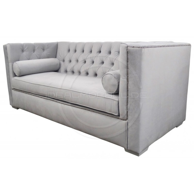 Chesterfield Schlafsofa London Plus mit Schlaffunktion Samt 2-Sitzer