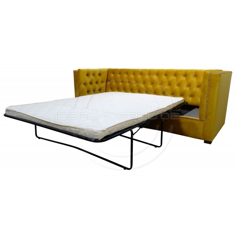 Chesterfield Schlafsofa London Plus mit Schlaffunktion Samt 2-Sitzer
