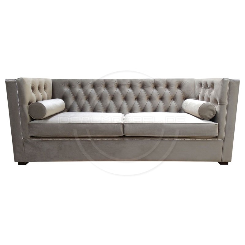 Chesterfield Schlafsofa London Plus mit Schlaffunktion Samt 3-Sitzer