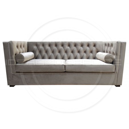 Chesterfield Schlafsofa London Plus mit Schlaffunktion Samt 3-Sitzer