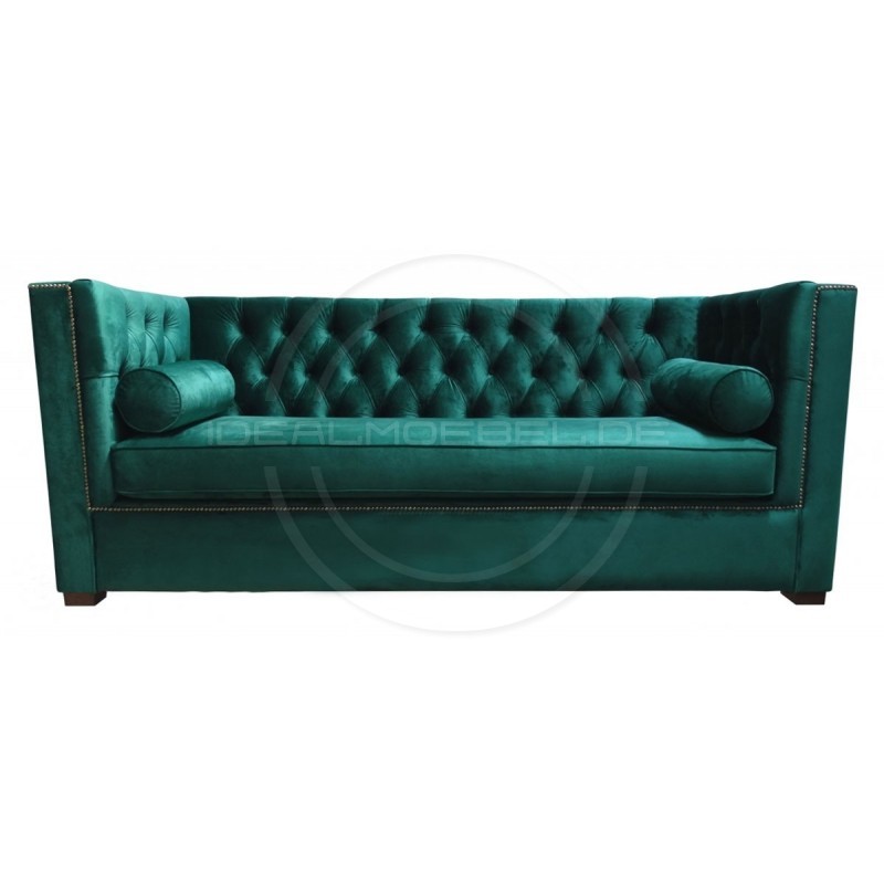 Chesterfield Schlafsofa London Plus mit Schlaffunktion Samt 3-Sitzer
