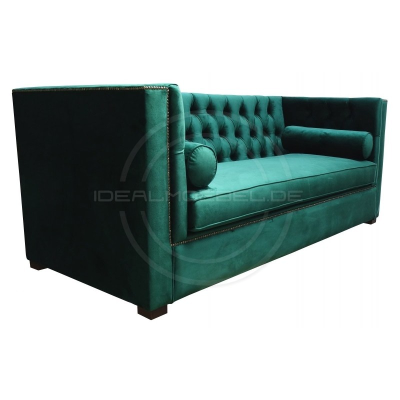 Chesterfield Schlafsofa London Plus mit Schlaffunktion Samt 3-Sitzer
