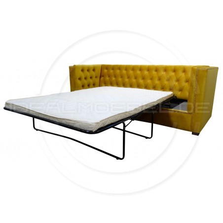 Chesterfield Schlafsofa London Plus mit Schlaffunktion Samt 3-Sitzer