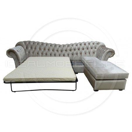 Chesterfield Ecksofa Morland 180x280 mit Schlaffunktion und Stauraum, Samt