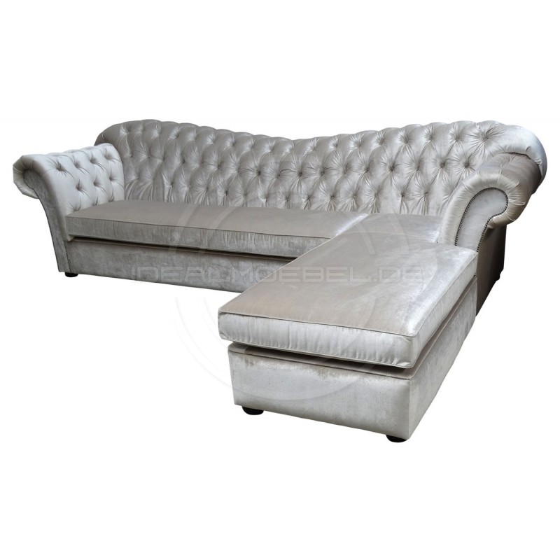 Chesterfield Ecksofa Morland 180x280 mit Schlaffunktion und Stauraum, Samt