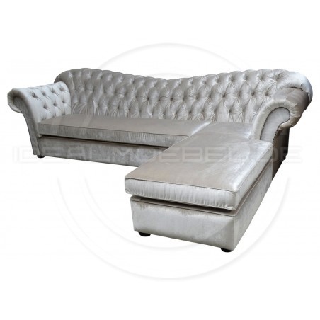 Chesterfield Ecksofa Morland 180x280 mit Schlaffunktion und Stauraum, Samt