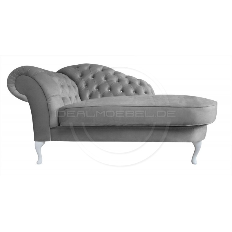 Glamour Chaiselongue Chesterfield Madame mit Kristallen Samt
