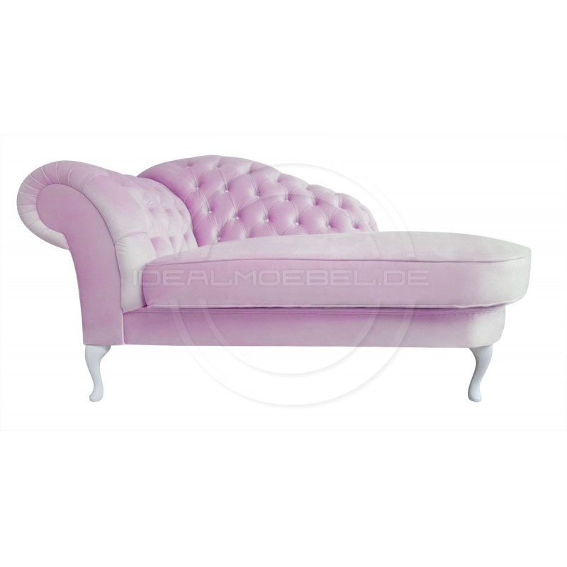 Glamour Chaiselongue Chesterfield Custom mit Kristallen Samt