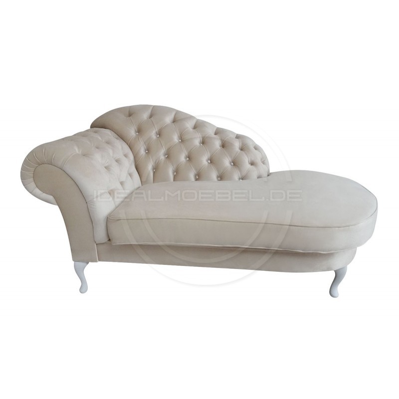 Glamour Chaiselongue Chesterfield Custom mit Kristallen Samt