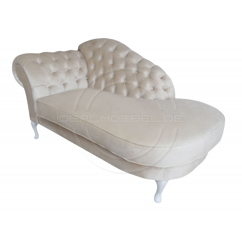 Glamour Chaiselongue Chesterfield Madame mit Kristallen Samt