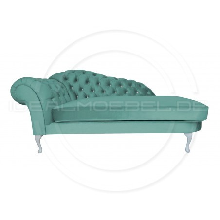 Glamour Chaiselongue Chesterfield Custom mit Kristallen 220 Samt