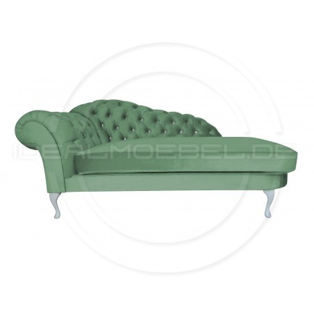 Glamour Chaiselongue Chesterfield Madame mit Kristallen 220 Samt