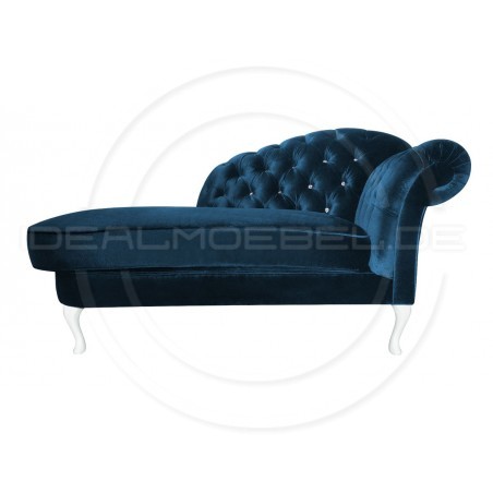 Glamour Chaiselongue Chesterfield Custom Soft mit Kristallen Samt