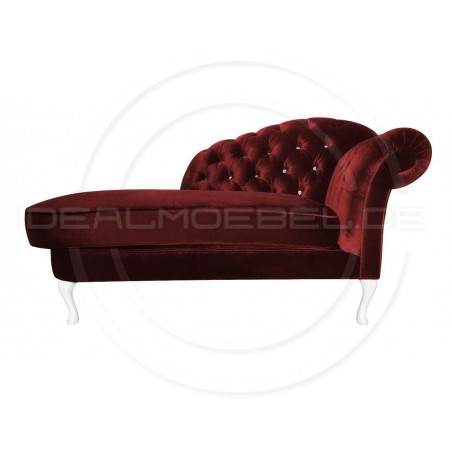Glamour Chaiselongue Chesterfield Madame Soft mit Kristallen Samt