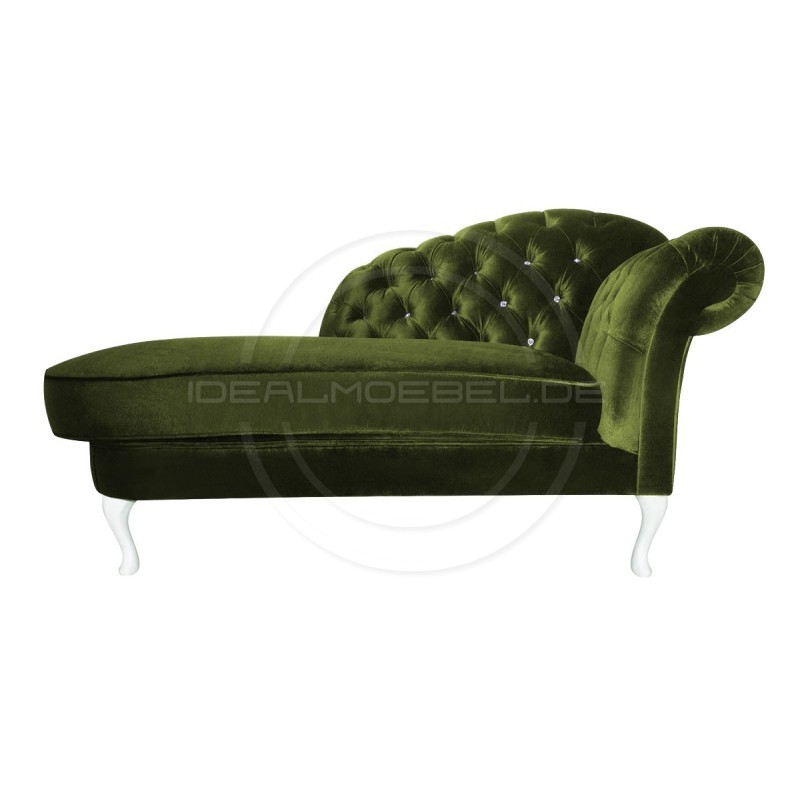 Glamour Chaiselongue Chesterfield Custom Soft mit Kristallen Samt