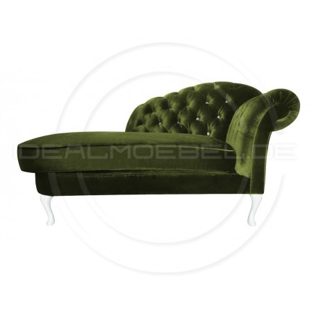 Glamour Chaiselongue Chesterfield Madame Soft mit Kristallen Samt